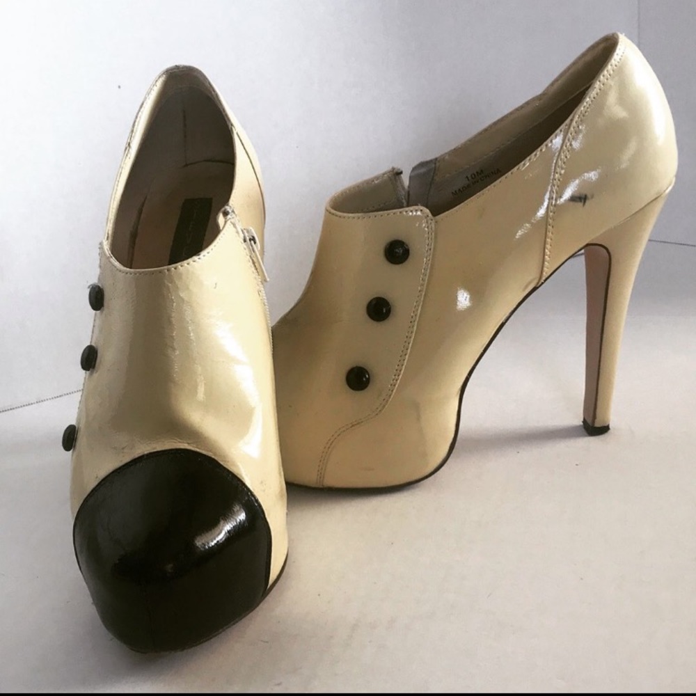 Tuxedo Style Patent Leather Booties
